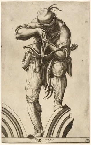 An Archer Shooting a Crossbow by Cherubino Alberti, print, 1579