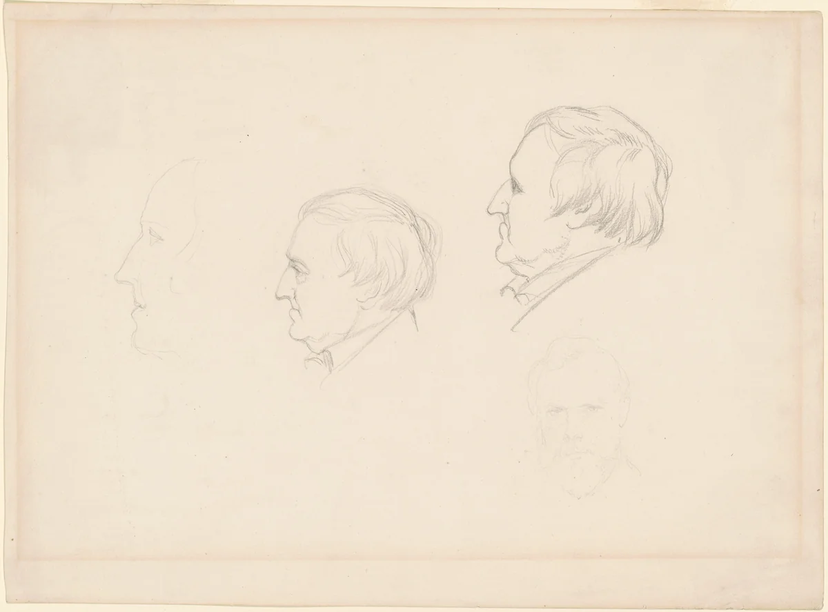 Studies of Men by Emanuel Leutze, drawing, 1845-1865