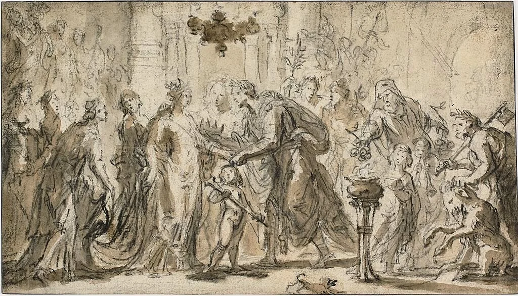 The Marriage of Zenobia and Odenatus by Justus van Egmont, drawing, 1621-1674