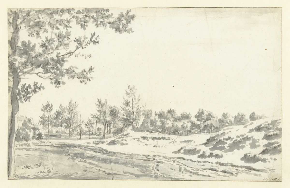 A Path along Sand Hills and Trees by Adriaen van de Velde, drawing, 1646-1672