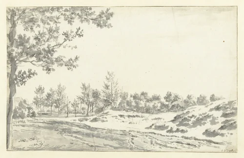 A Path along Sand Hills and Trees by Adriaen van de Velde, drawing, 1646-1672