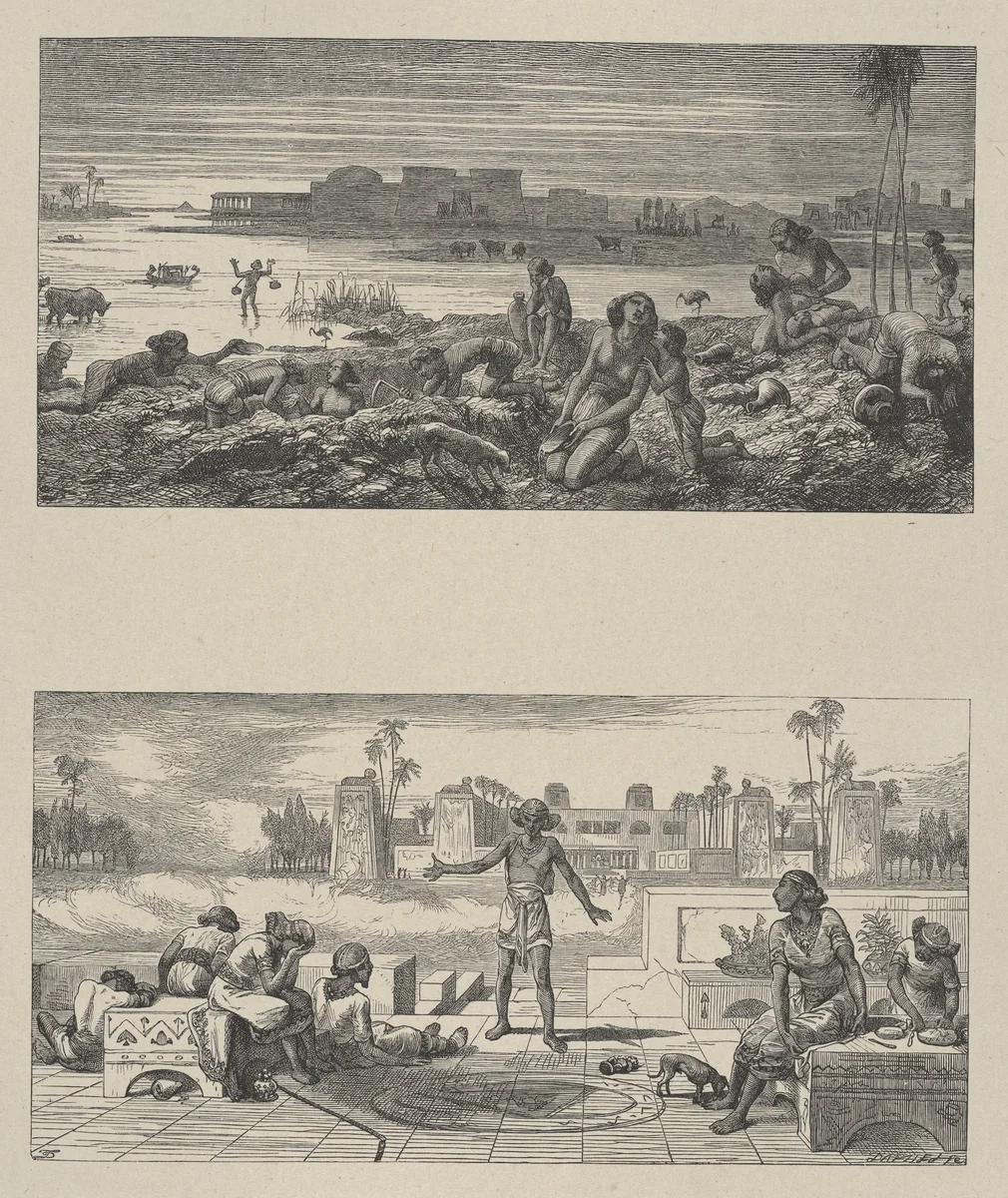 The Water Turned Into Blood–The Boils and Blanes, from "Dalziels' Bible Gallery" by Thomas Dalziel, print, 1865-1881