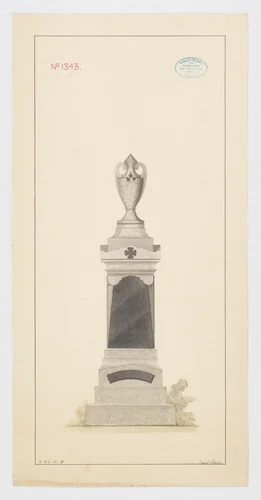 Grave Monument with Vase, No. 1343 by Alexander Maxwell, drawing, 1840-1880
