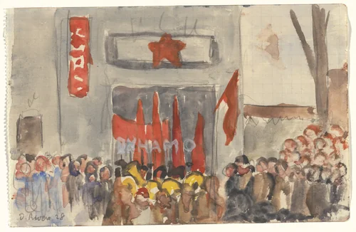 May Day, Moscow by Diego Rivera, drawing, 1928