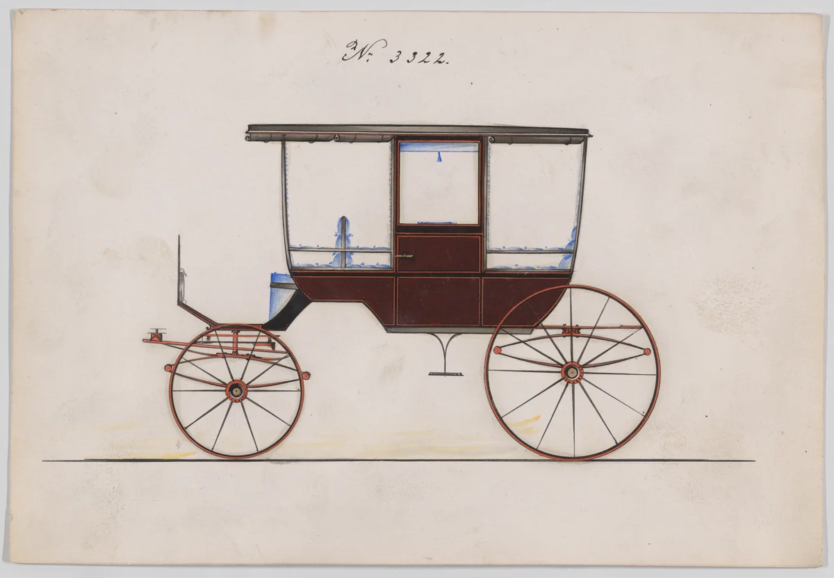 Design for 6 seat Rockaway, no. 3322 by Brewster & Co., drawing, 1877