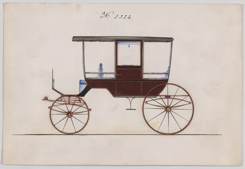 Design for 6 seat Rockaway, no. 3322 by Brewster & Co., drawing, 1877