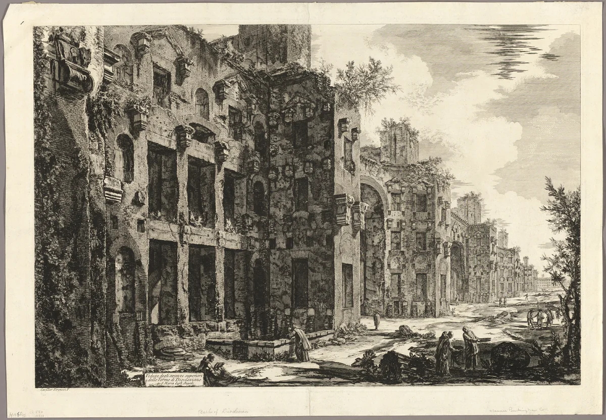 View of Visible Remains of the Baths of Diocletian at S. Maria degli Angeli, from Views of Rome by Giovanni Battista Piranesi, print, 1774