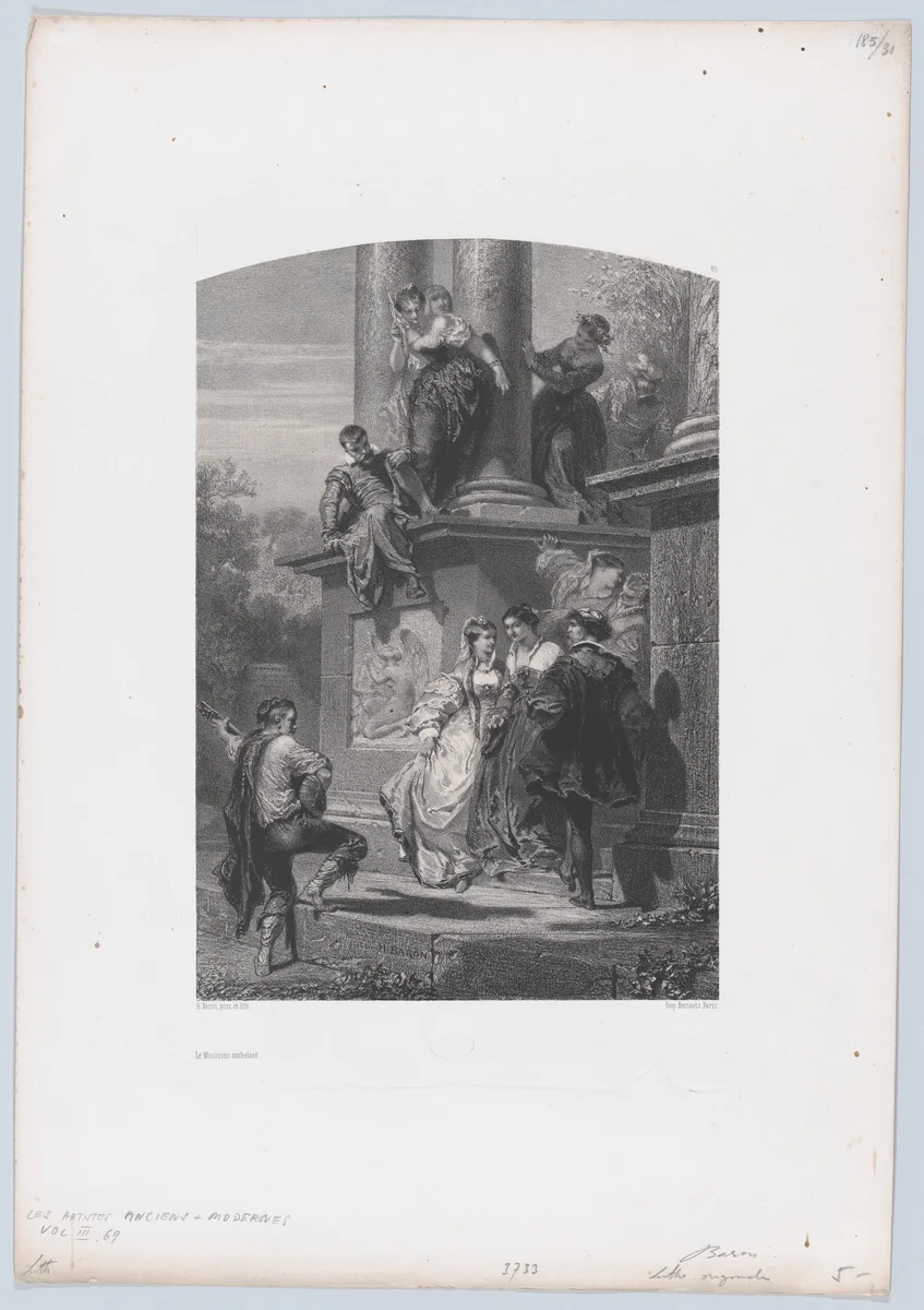 The Roaming Musician by Henri-Charles-Antoine Baron, print, 1853