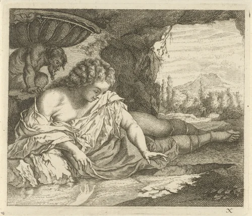 Narcissus by anonymous, print, 1700-1750