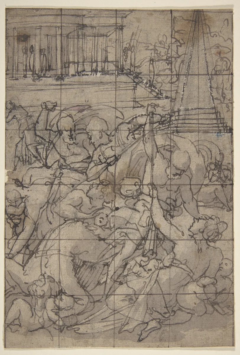 Study for a Massacre of the Innocents by Domenico Cresti Passignano, drawing, 1560-1636