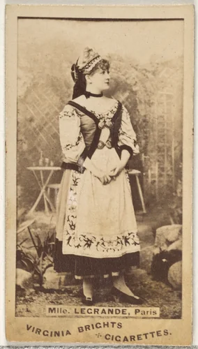 Mlle. Legrande, Paris, from the Actors and Actresses series (N45, Type 1) for Virginia Brights Cigarettes by Allen & Ginter, photograph, 1885-1891
