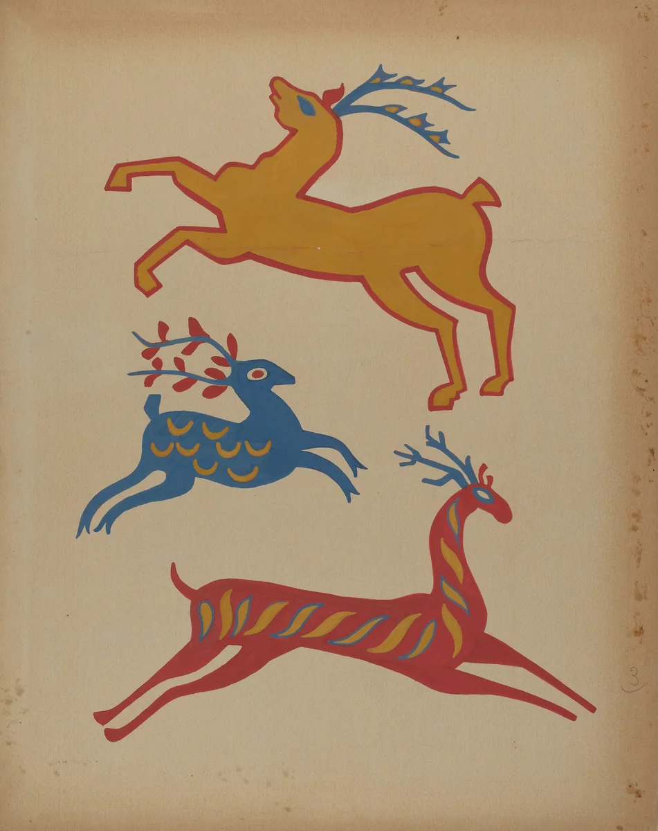 Drawing for Plate 3: From Portfolio "Folk Art of Rural Pennsylvania" by American 20th Century, index of american design, 1939