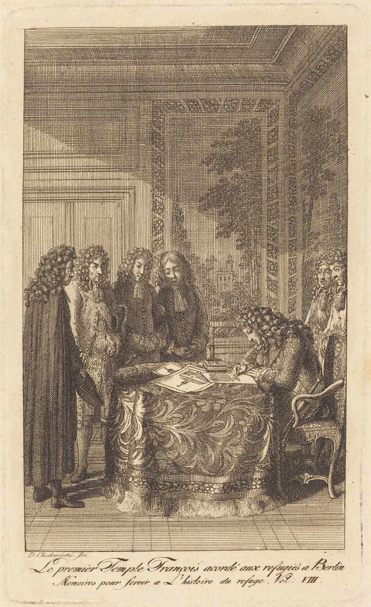 The First French Church in Berlin by Daniel Nikolaus Chodowiecki, print, 1794