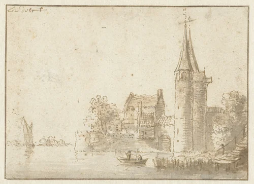 De Oostpoort te Delft by anonymous, drawing, 1600-1699