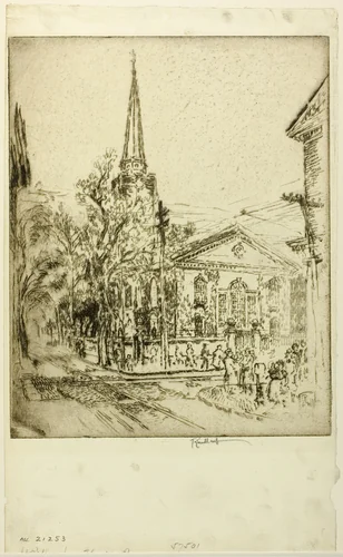 St. Peter's, From Pine Street, Philadelphia by Joseph Pennell, print, 1920