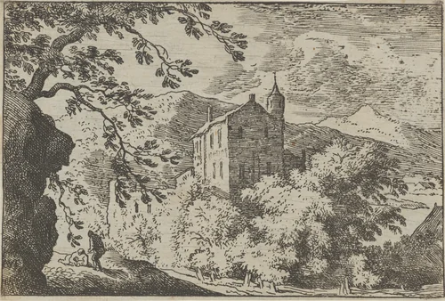 The Large House with the Turret by Allart van Everdingen, print, 1621-1675