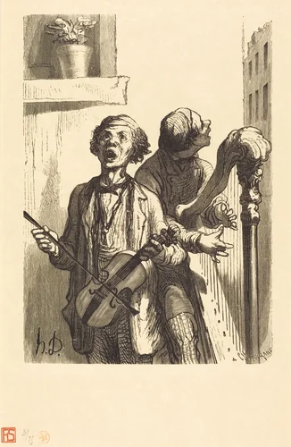 Les Chanteurs de rue by Charles Maurand; Honoré Daumier, portfolio, 1862