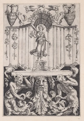 Ornamental Panel by Agostino Veneziano, print, 1514-1536