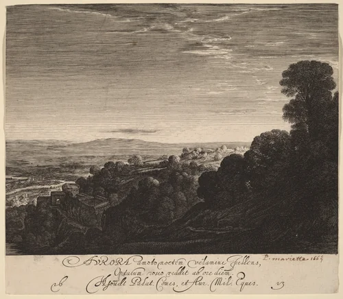 Landscape at Dawn: Aurora by Hendrik Goudt
Adam Elsheimer, print, 1613