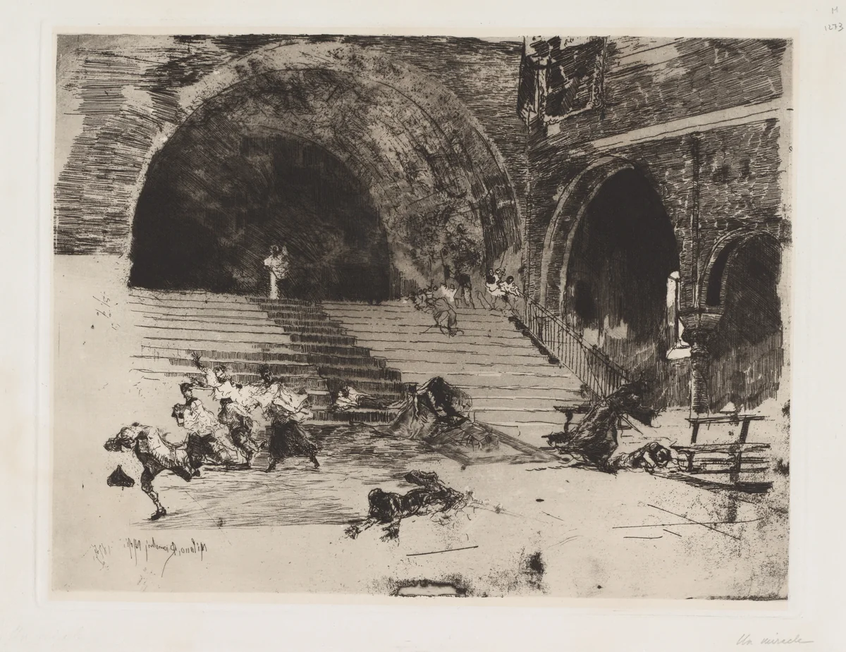 Un Miracle [A Miracle] by Mosè Bianchi, print, 1874