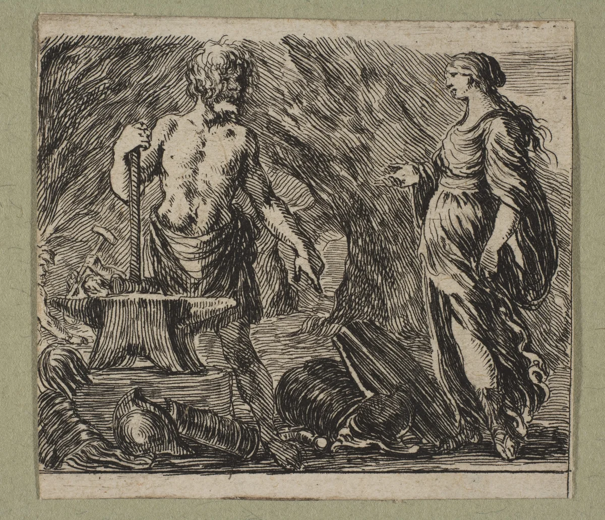 Vulcan et Thetis by Stefano della Bella, print, 1644