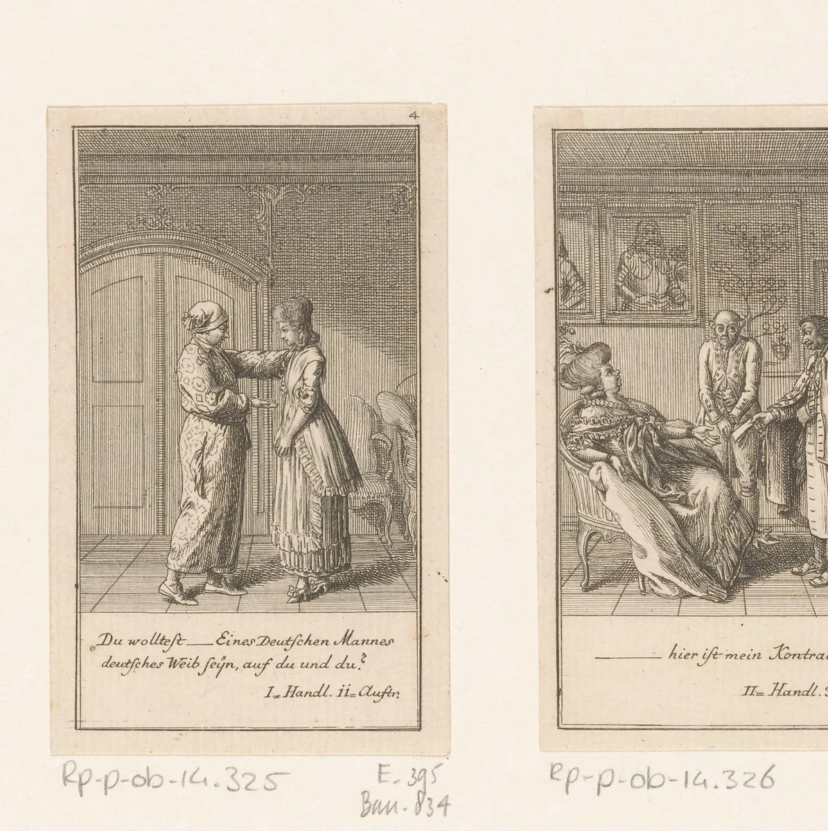 Reinhard in gesprek met zijn vrouw by Daniel Nikolaus Chodowiecki, print, 1781