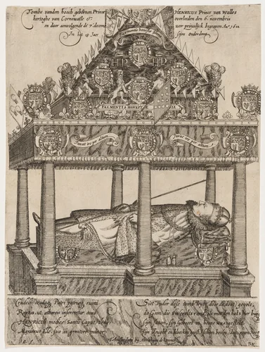 Prince Henry's Hearse by William Hole, print, 1587-1624