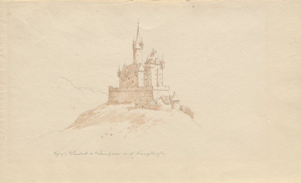 Schloss Windeck b. Weinhelm a. d. Bergstrasse by Karl Julius von Leypold, drawing, 1806-1874