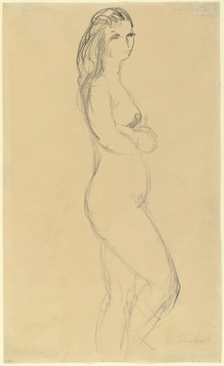 Standing Girl (Stehendes Mädchen) by Wilhelm Lehmbruck, drawing, 1915