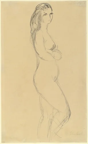 Standing Girl (Stehendes Mädchen) by Wilhelm Lehmbruck, drawing, 1915
