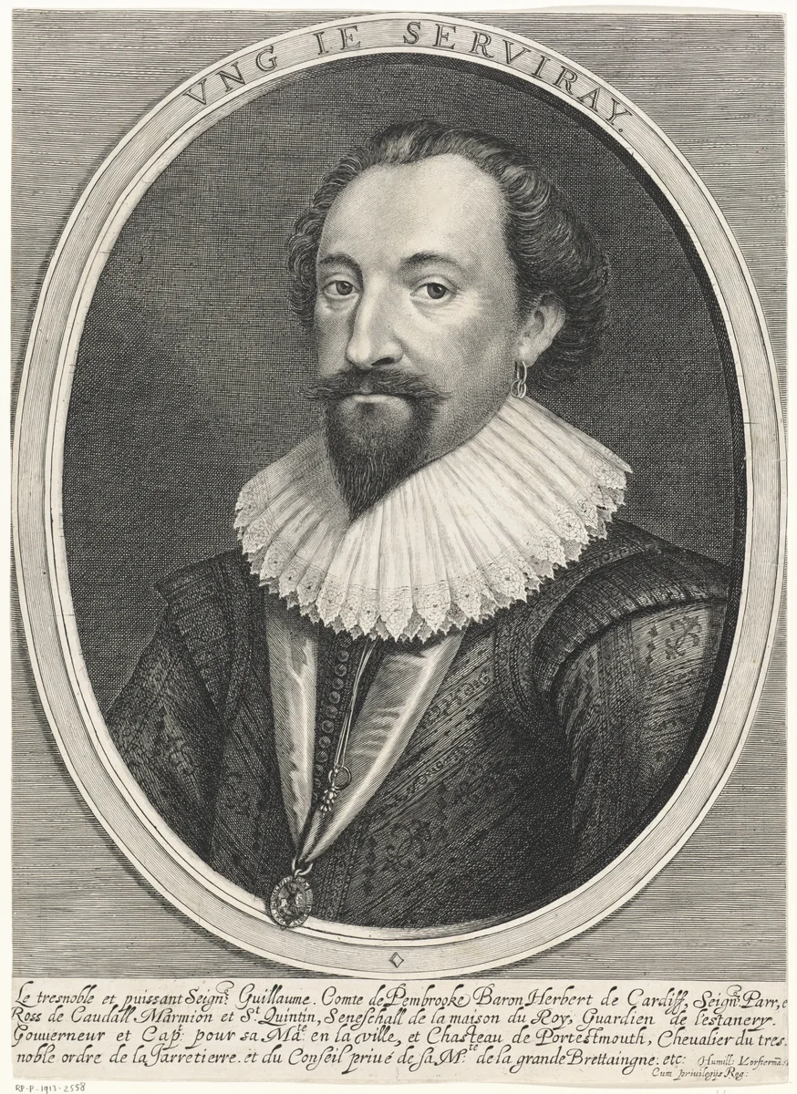 Portret van Willem Herbert 3de graaf van Pembroke by Lucas Vorsterman, print, 1624-1630