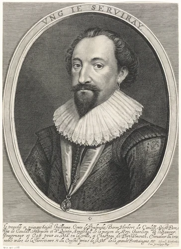Portret van Willem Herbert 3de graaf van Pembroke by Lucas Vorsterman, print, 1624-1630