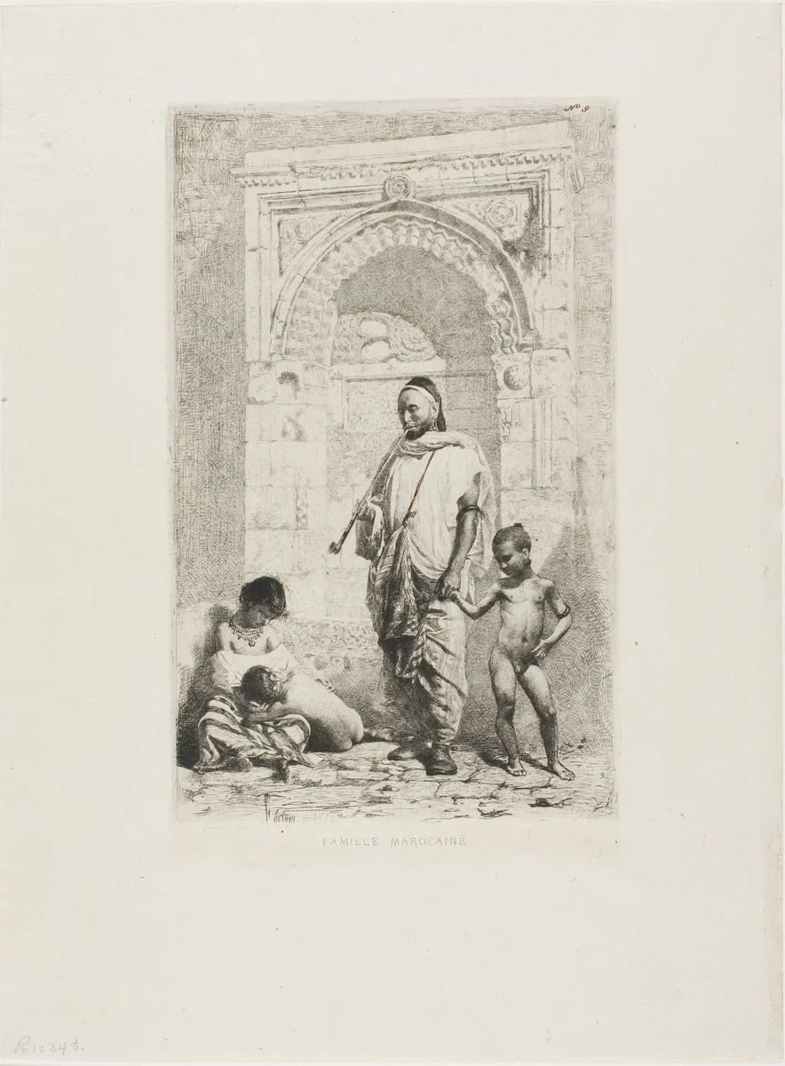 Moroccan Family by Mariano Fortuny, print, 1862