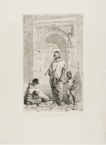 Moroccan Family by Mariano Fortuny, print, 1862