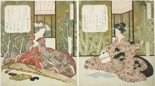 No. 2 (Sono ni), from the triptych "Three Musical Instruments (Sankyoku)" by Yashima Gakutei (八島岳亭), print, 1820-1830