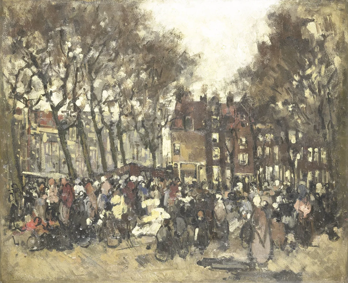 De Noordermarkt te Amsterdam by Joannes Barnardus Antonius Maria Westerwoudt, painting, 1880-1906