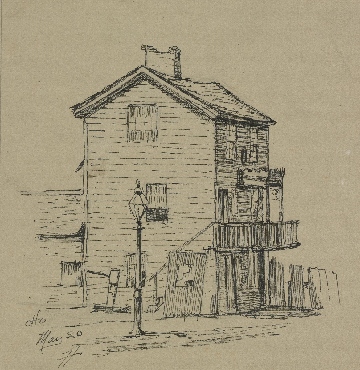 An Old House, Cleveland by Otto H. Bacher, drawing, 1865-1909