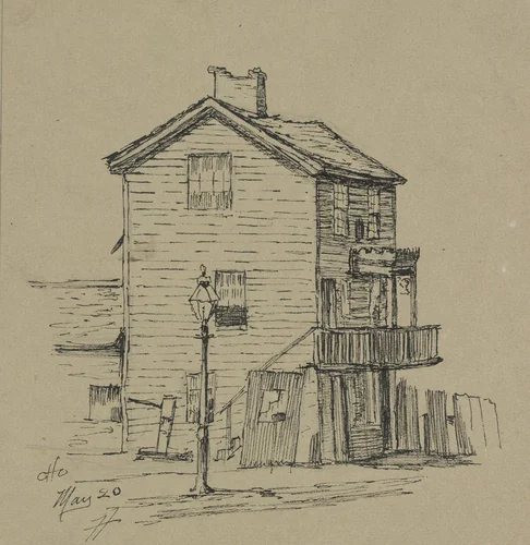 An Old House, Cleveland by Otto H. Bacher, drawing, 1865-1909