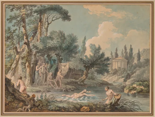 Nudes in a Landscape by Jean-Jacques-François Lebarbier, drawing, 1781