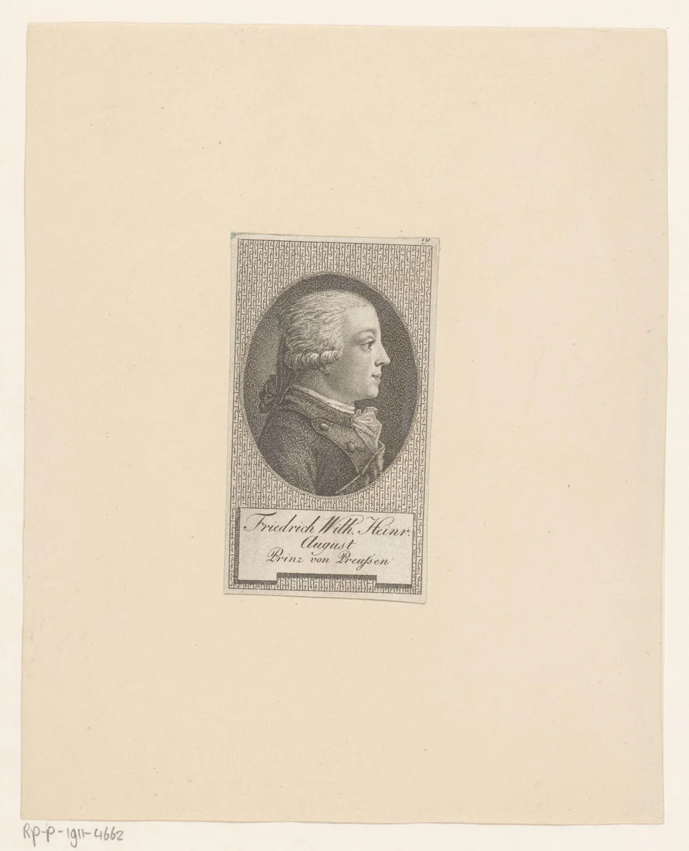 Portret van August van Pruisen by Meno Haas, print, 1789-1833