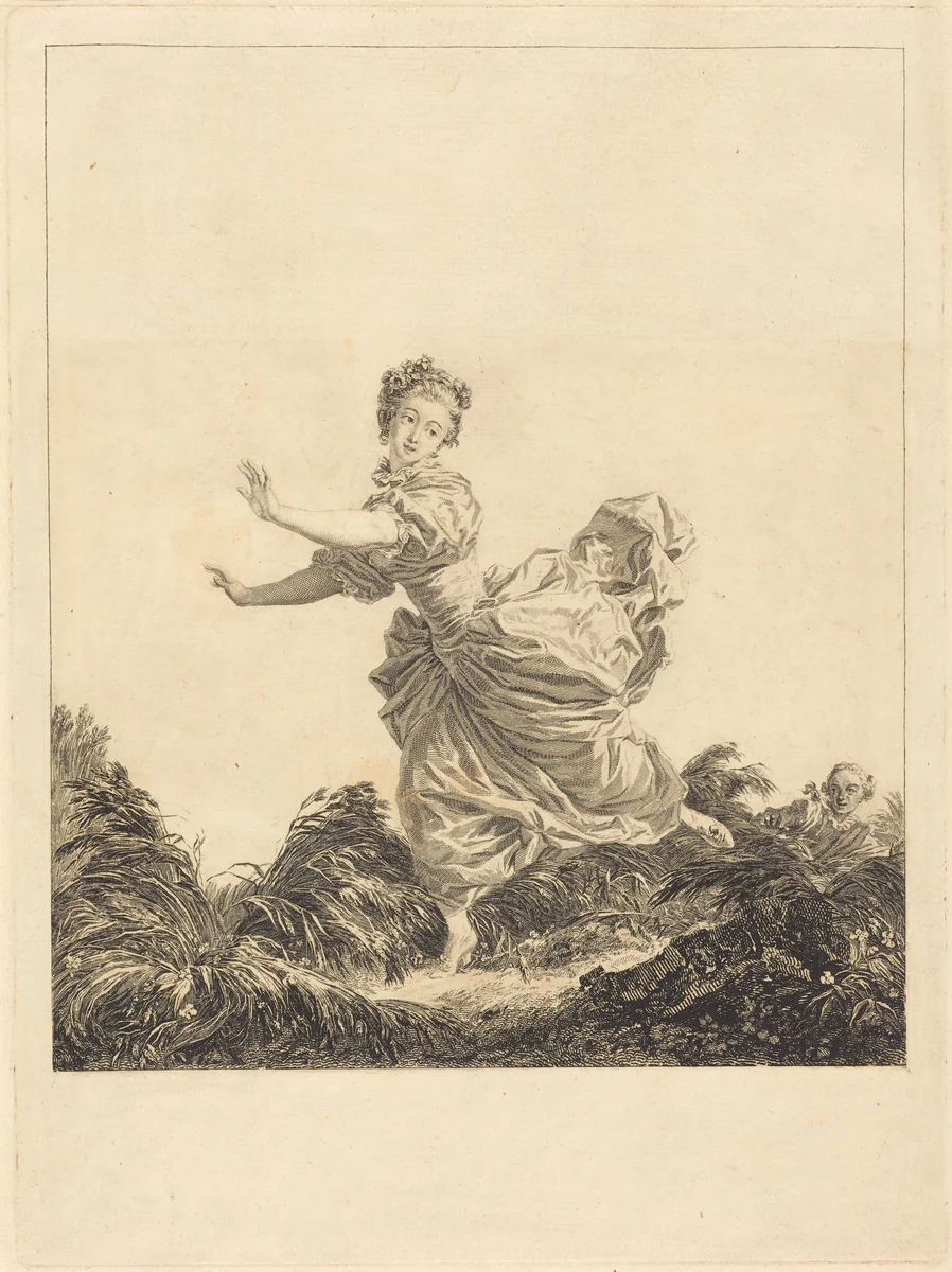 La Fuite à dessein (The Pre-Arranged Flight) by Jean Honoré Fragonard, print, 1783