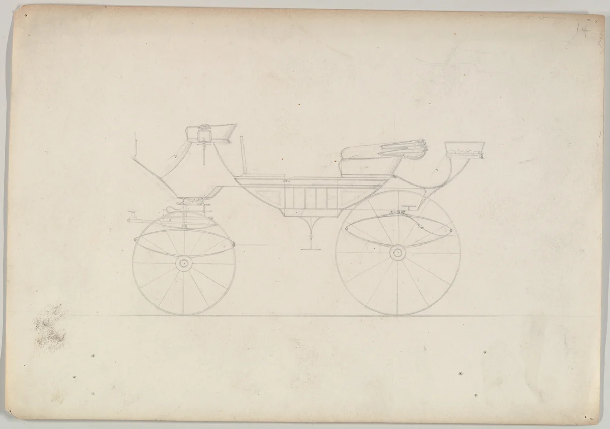 Design for Sociable/ Vis-à-Vis by Brewster & Co., drawing, 1850-1870