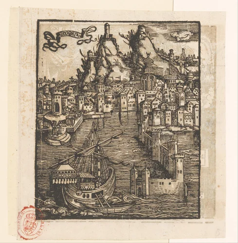Gezicht op Alexandrië by anonymous, print, 1533