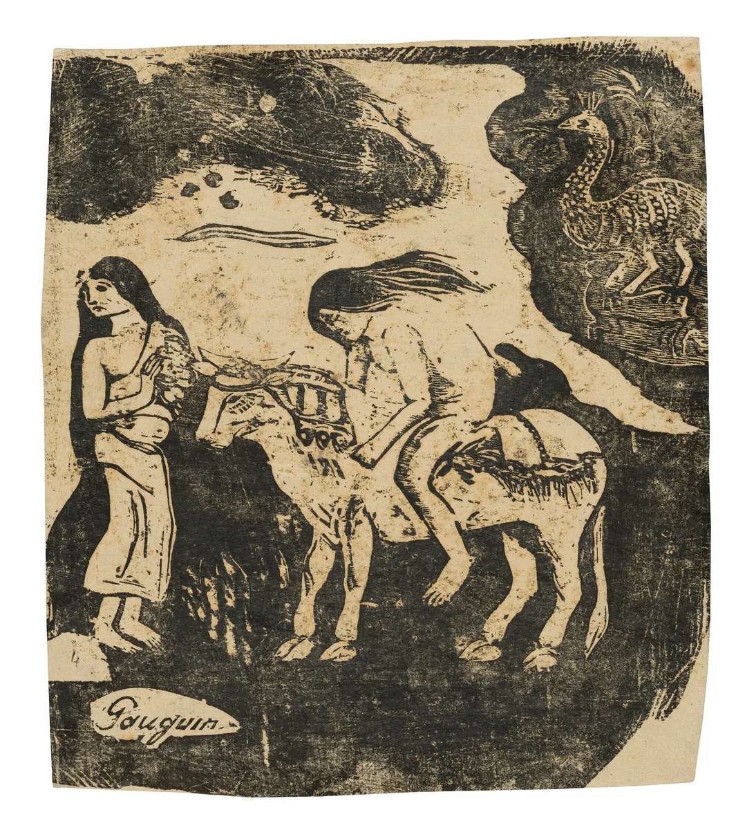 The Rape of Europa, from the Suite of Late Wood-Block Prints by Paul Gauguin, print, 1898-1899