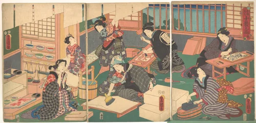 Artisans, from the series "An Up-to-Date Parody of the Four Classes" by Utagawa Kunisada (歌川国貞), print, 1800-1865