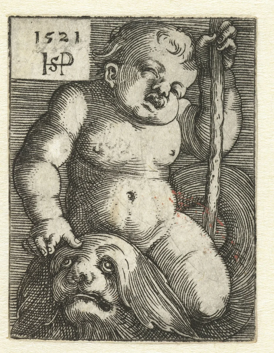 Putto op een dolfijn by Unknown, print, 1521