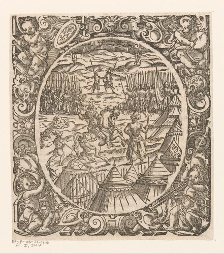 Soldaten bij een tentenkamp by Jost Amman, print, 1573