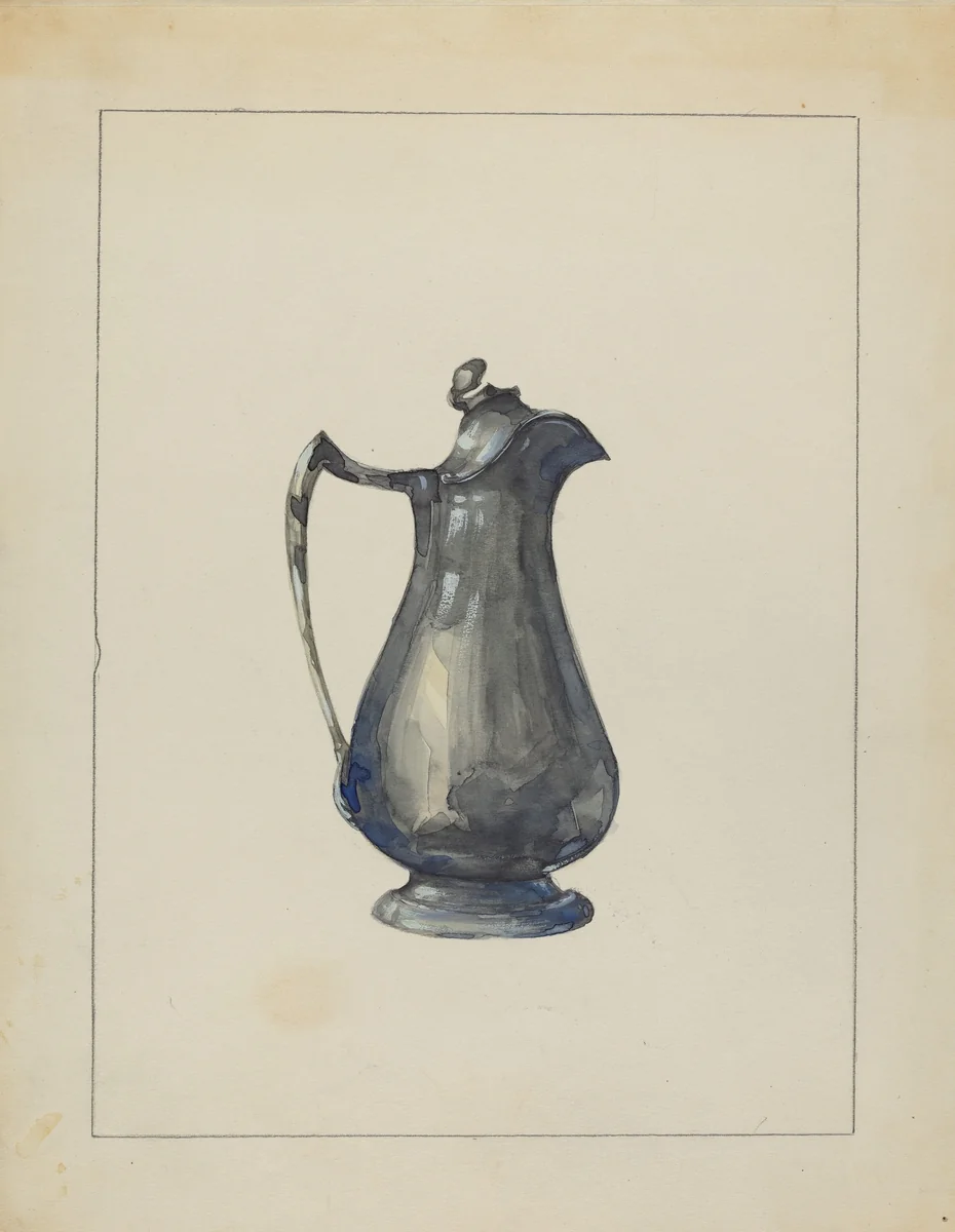 Pewter Pitcher by John Oster, index of american design, 1935-1942