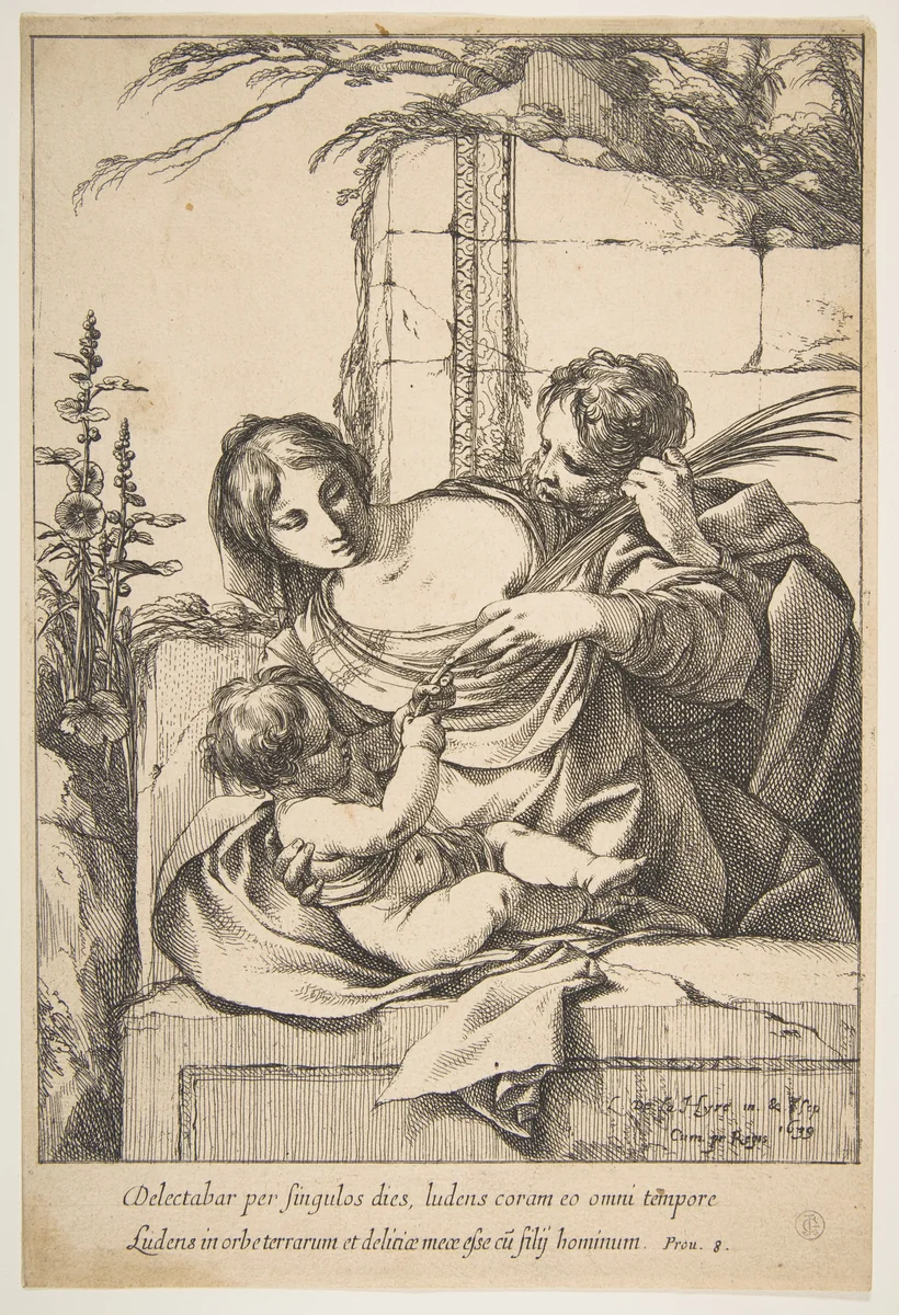 Holy Family with Palm by Laurent de La Hyre, print, 1639