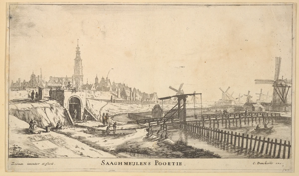 The Zaagmolen Gate by Reinier Nooms, print, 1635-1670